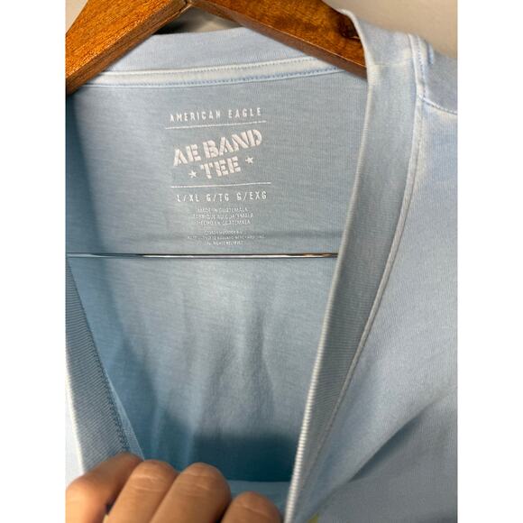 American Eagle Oversized Graphic Womens Tee Shirt Light Blue & Yellow - Picture 4 of 4